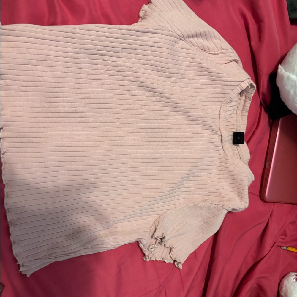 SHEIN Ribbed Pink Crop Top